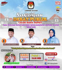 Debat Kandidat Calon  Wakil Bupati Lamsel Akan Di Gelar KPU Rabu Malam