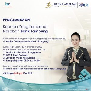 Pelayanan Nasabah Bank Lampung Kota Agung Dialihkan