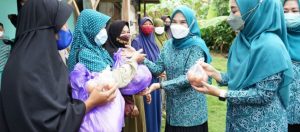 Hut Kesatuan Gerak PKK, Winarni Bagikan 50 Paket Sembako Untuk Warga Way Lubuk