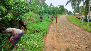 Peduli Lingkungan, Kadus Dusun 3 Bonglai Bersama Warga Gotong Royong Bersihkan Rumput Kanan Kiri Jalan