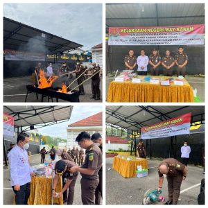 Pemusnahan Barang Bukti  Di Pimpin Oleh Kajari Way Kanan Dari 13 Perkara Yang Sudah Berkekuatan Hukum Tetap (INKRACHT)
