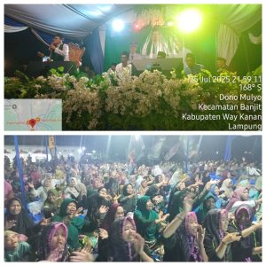 Ribuan Jama’ah Gebyar kan HUT Kampung Donomulyo ke 58 th dengan Pengajian Akbar dan Sholawat